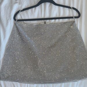 Silver Sequin Mini Skirt